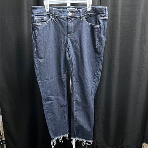 Torrid Dark Blue cropped Jeans with Frayed Hem